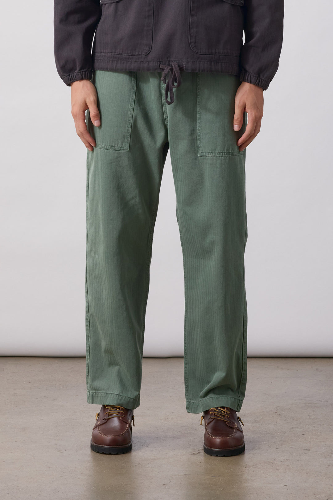Pigment Herringbone Chef Pants - Olive
