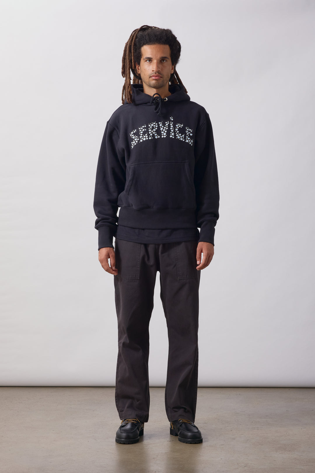 Pigment Herringbone Chef Pants - Black