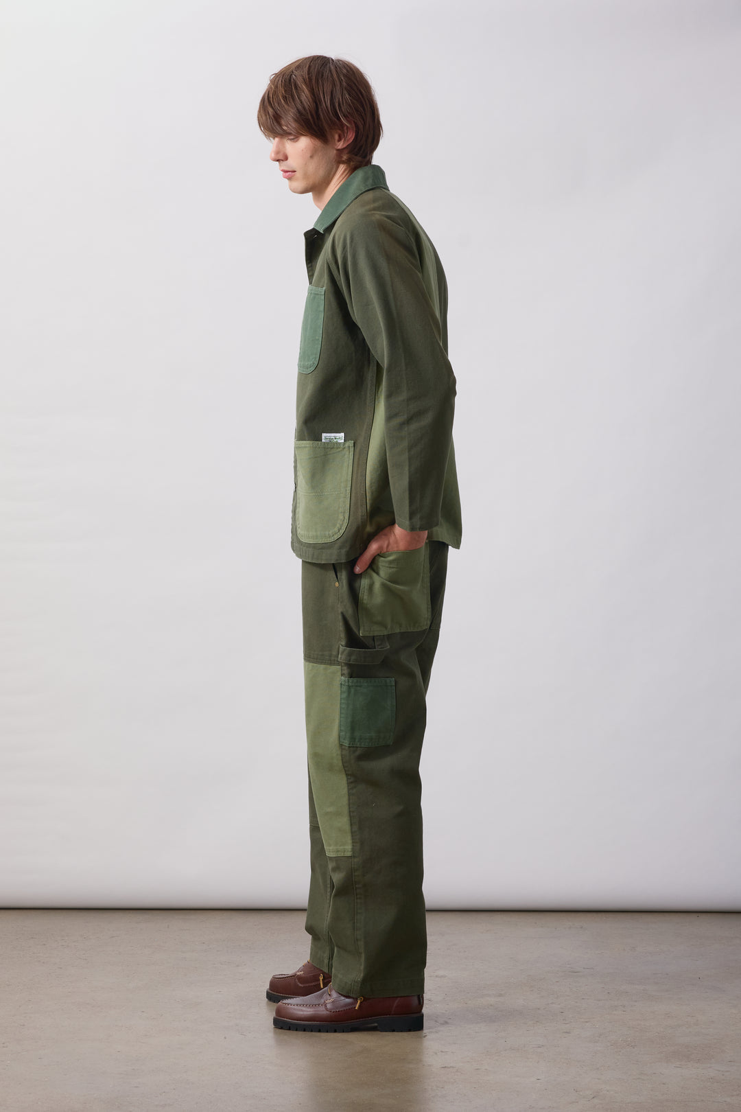 Patchwork Utility Chef Pants - Green