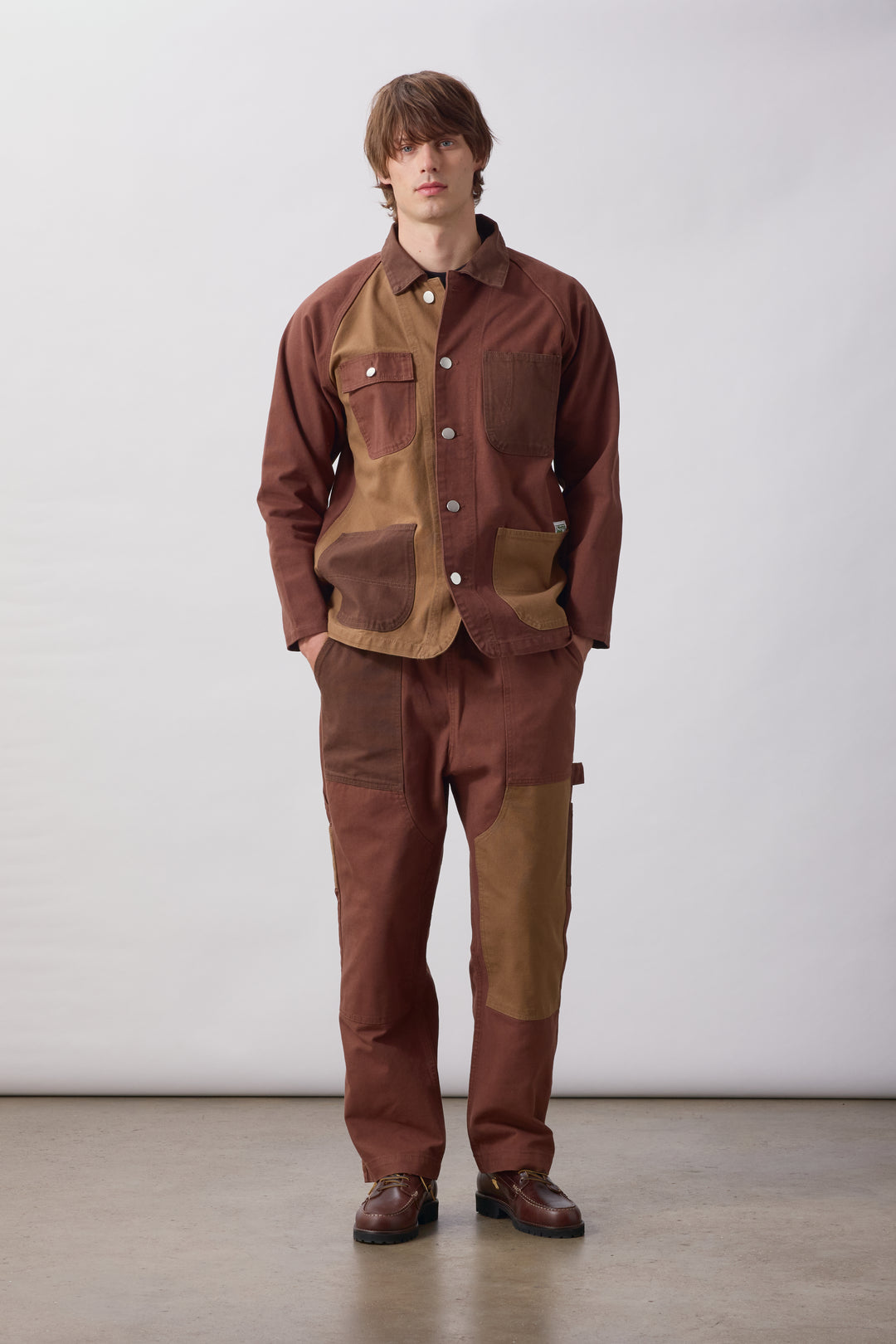 Patchwork Utility Chef Pants - Brown