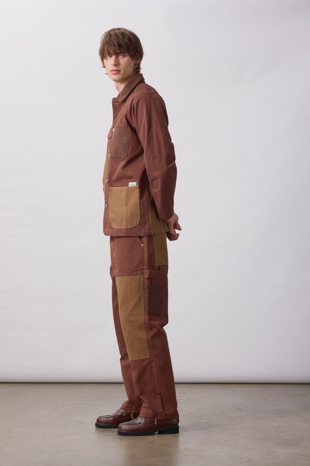 Patchwork Utility Chef Pants - Brown