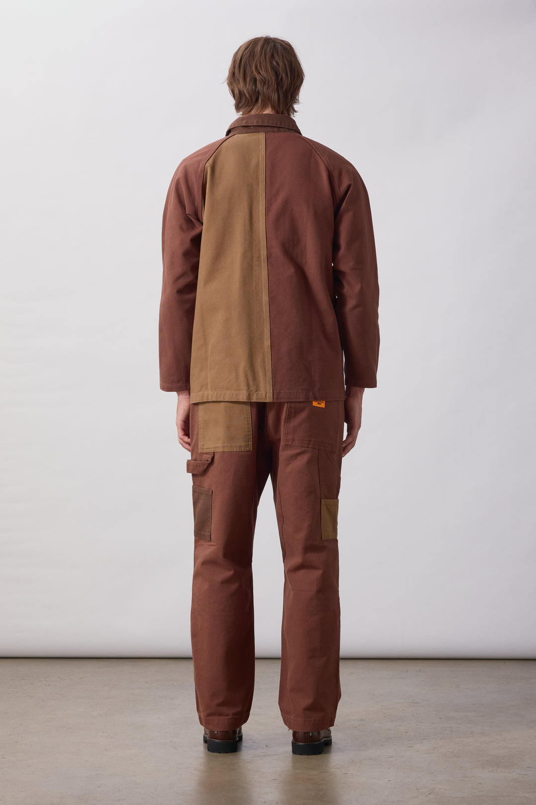 Patchwork Utility Chef Pants - Brown