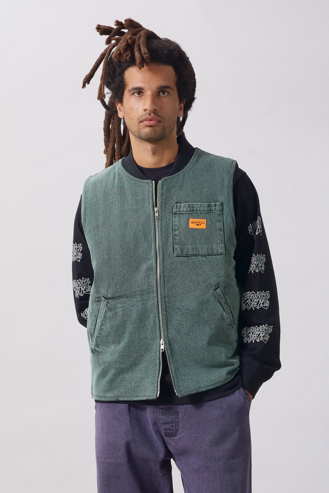Over-Dyed Work Vest - Sage