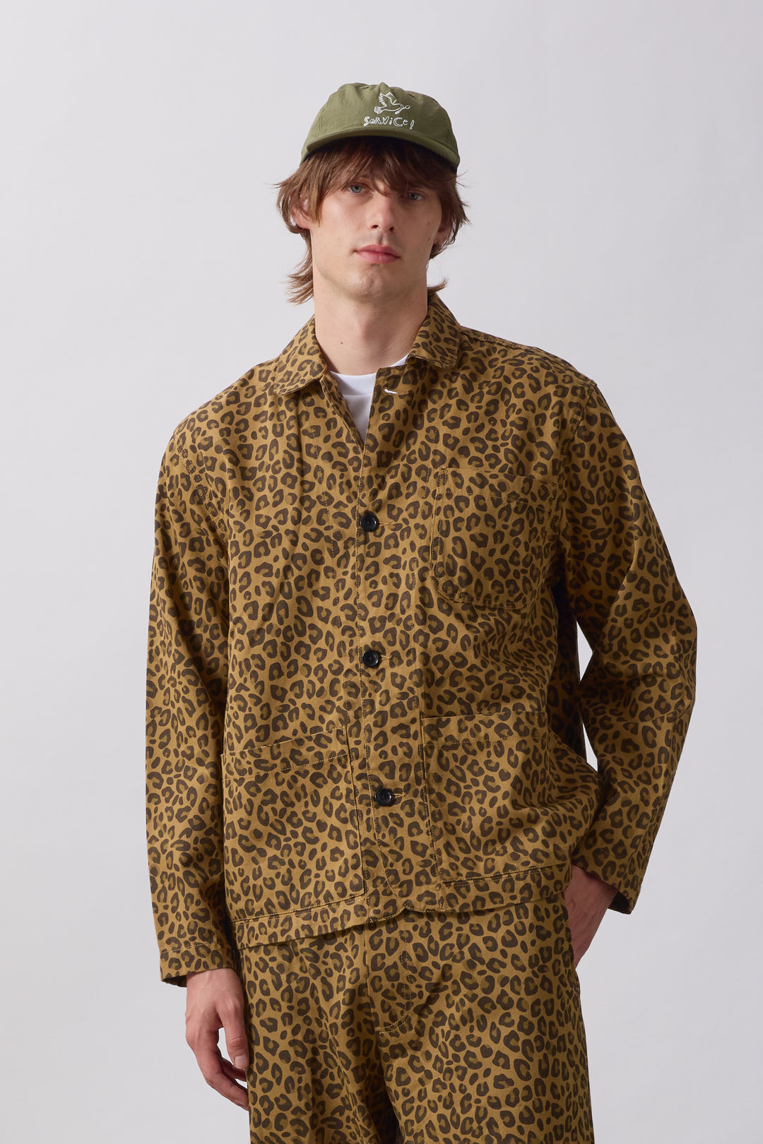 Patterned Easy Chef Shirt - Brown Leopard