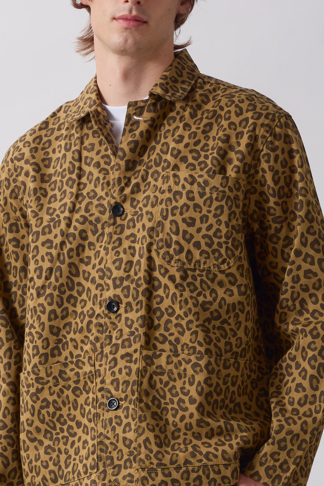 Patterned Easy Chef Shirt - Brown Leopard