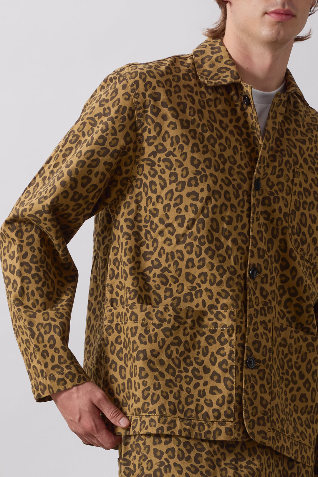 Patterned Easy Chef Shirt - Brown Leopard
