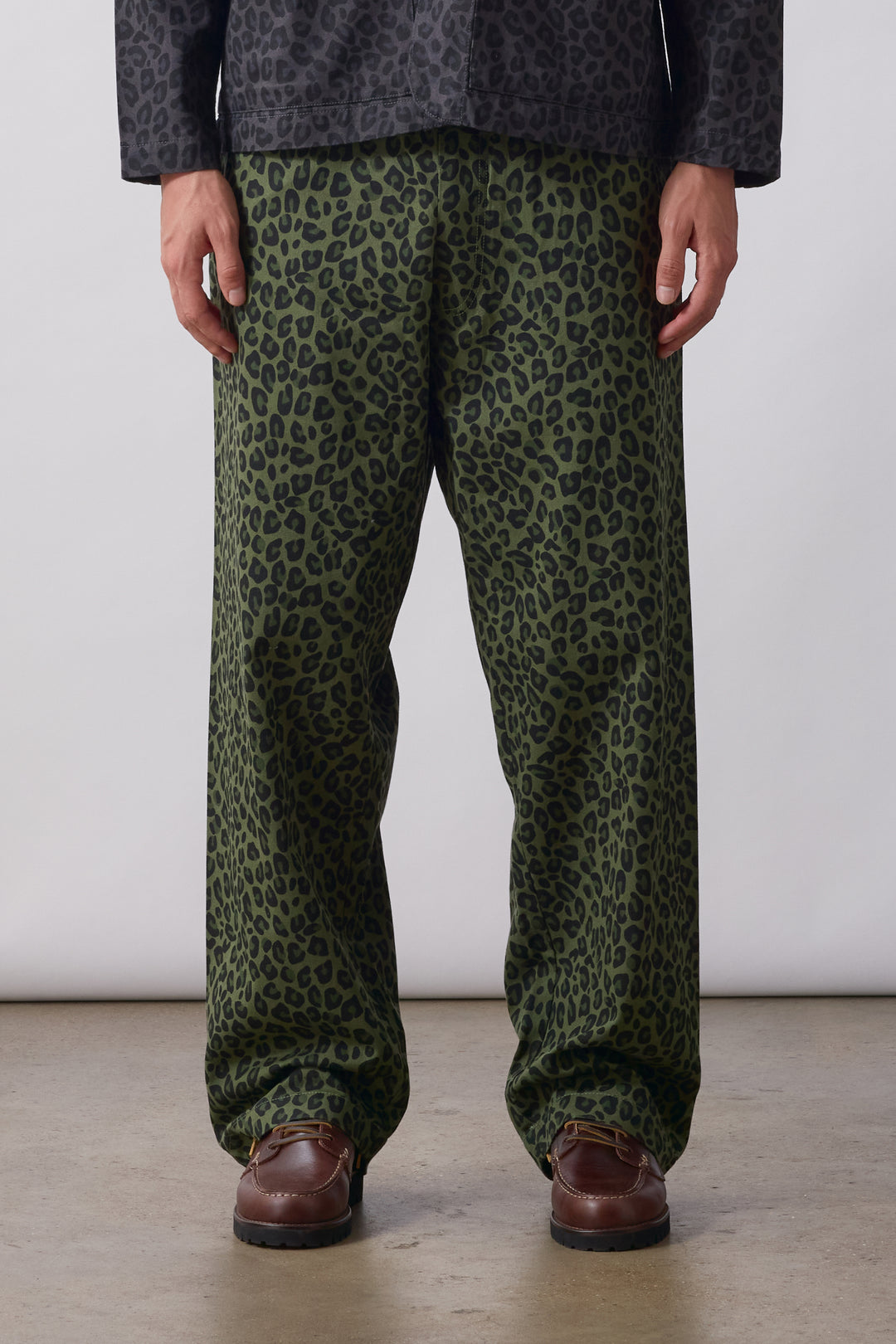 Patterned Easy Chef Pants - Green Leopard