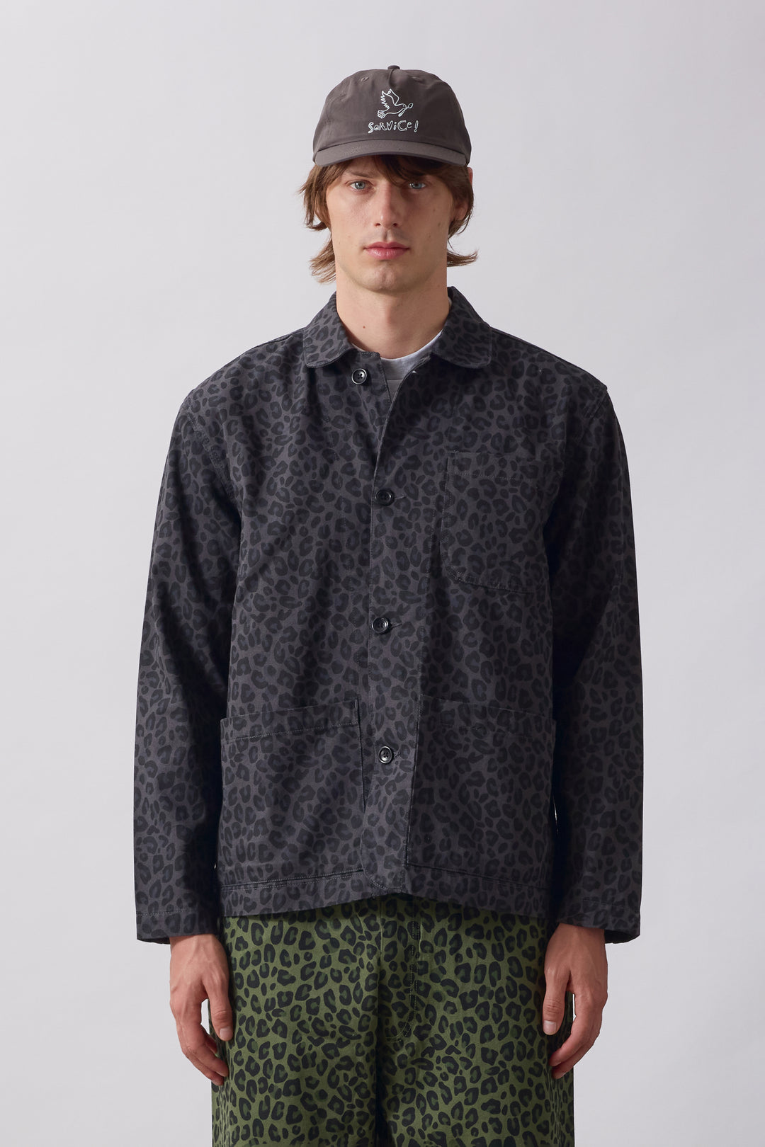 Patterned Easy Chef Shirt - Black Leopard