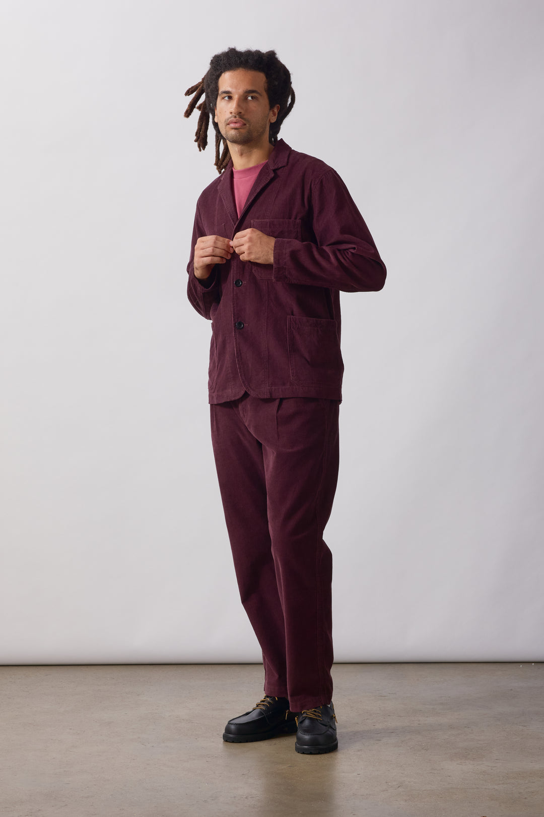 Fine Cord Waiter Pants - Burgundy
