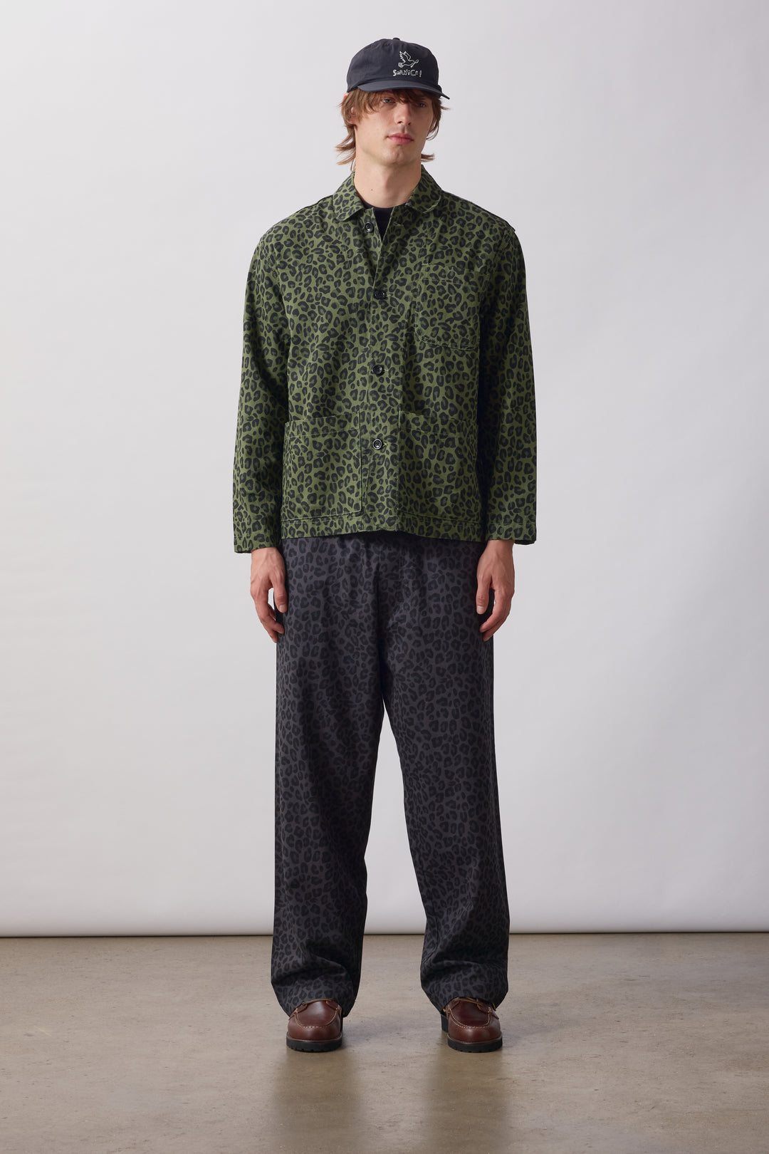 Patterned Easy Chef Shirt - Green Leopard