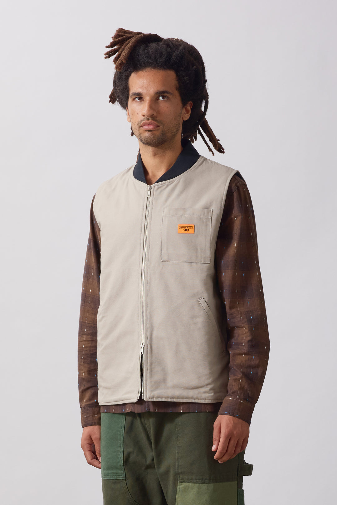 Padded Work Vest Jacket - Stone