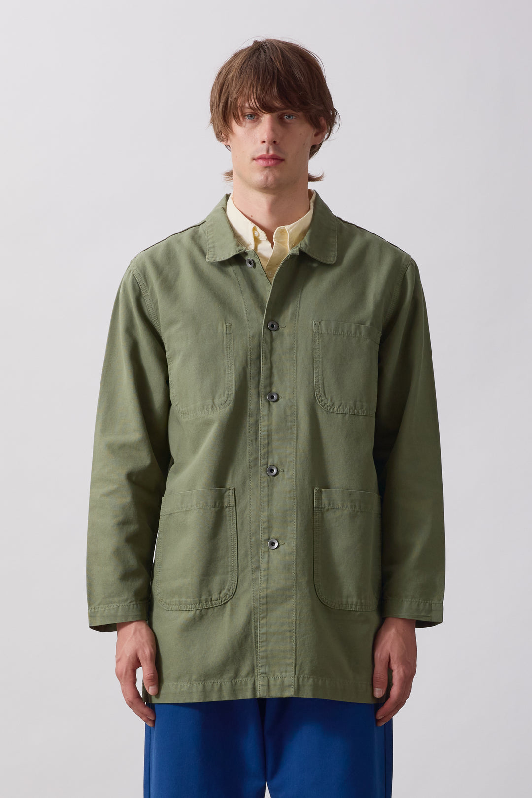 Canvas Long Shop Coat - Olive