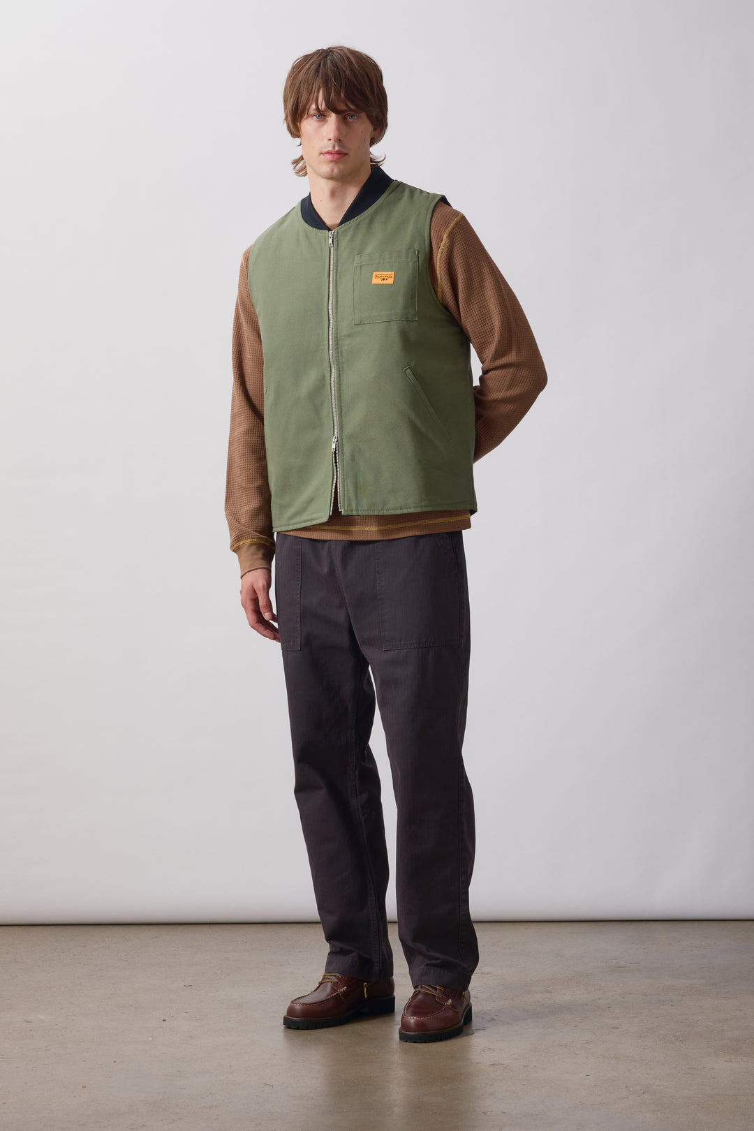 Padded Work Vest Jacket - Olive