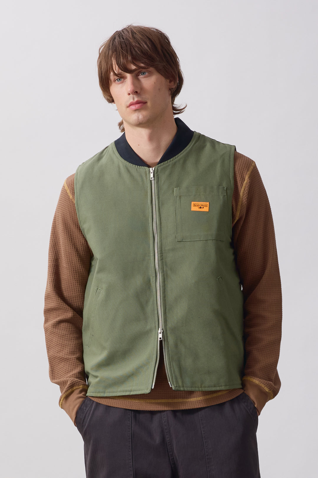 Padded Work Vest Jacket - Olive