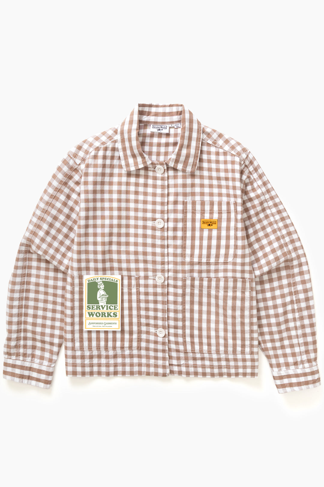 Women's Cropped Work Jacket - Brown Gingham