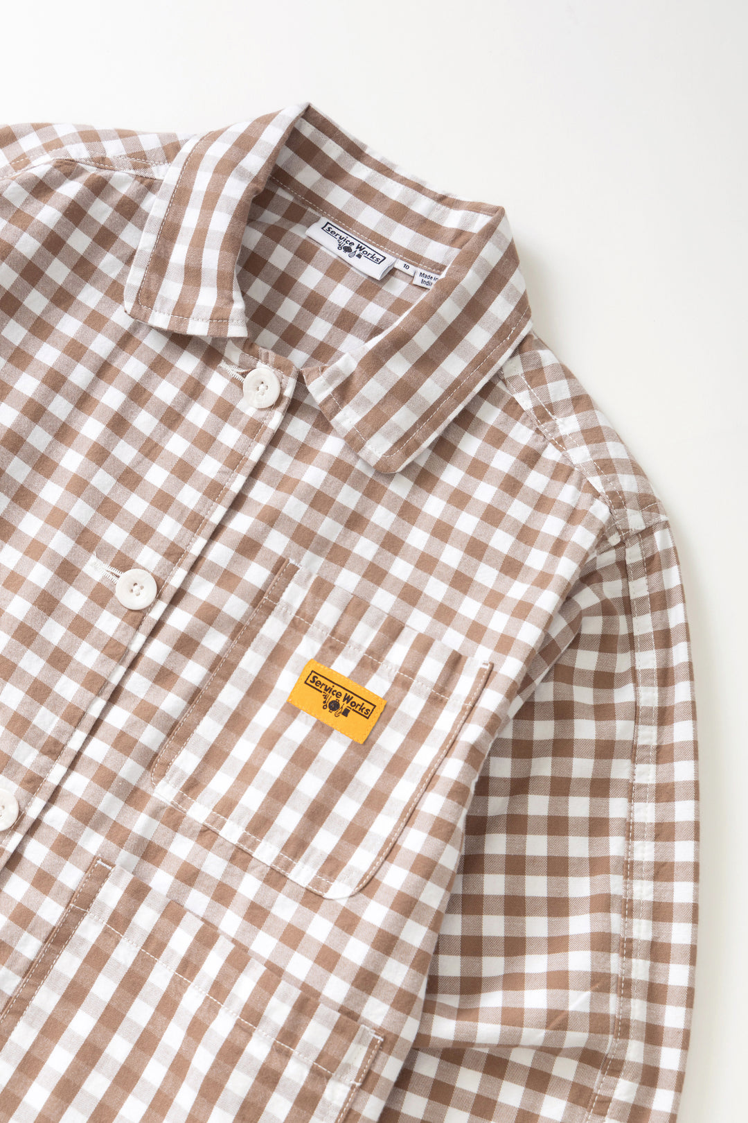Women's Cropped Work Jacket - Brown Gingham