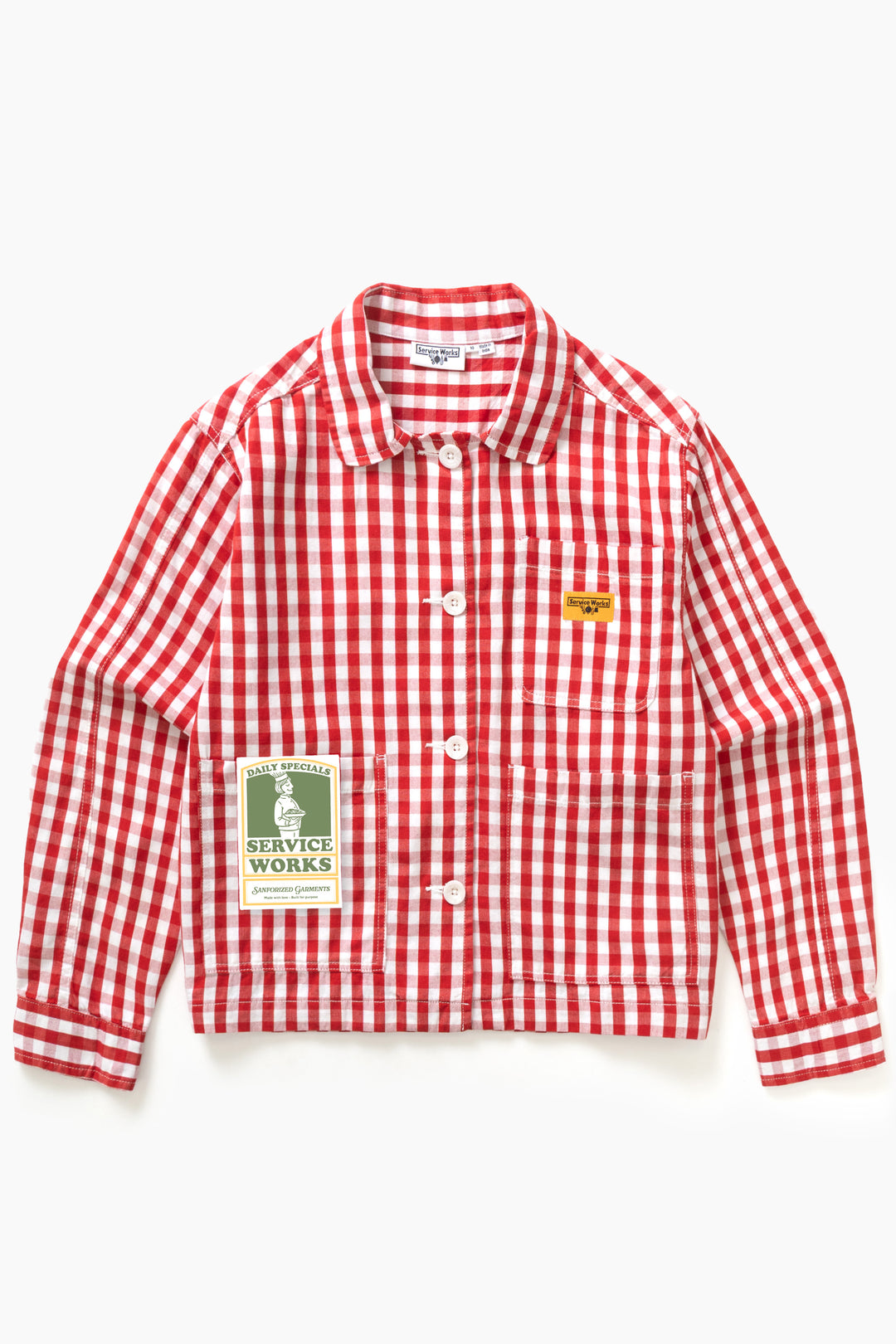 Women's Cropped Work Jacket - Red Gingham