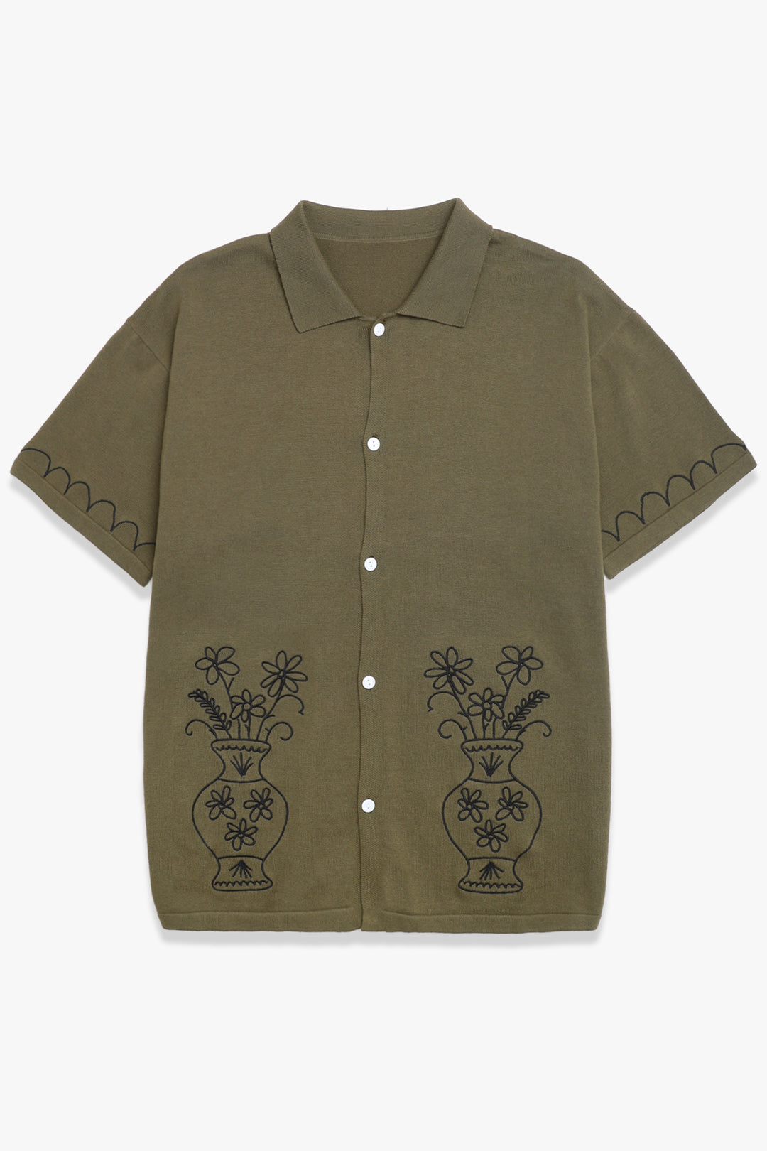 Knitted Vase Shirt - Olive