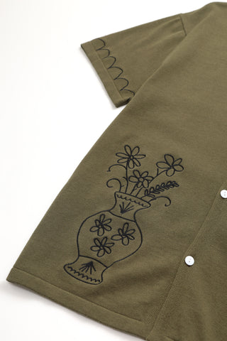 Knitted Vase Shirt - Olive