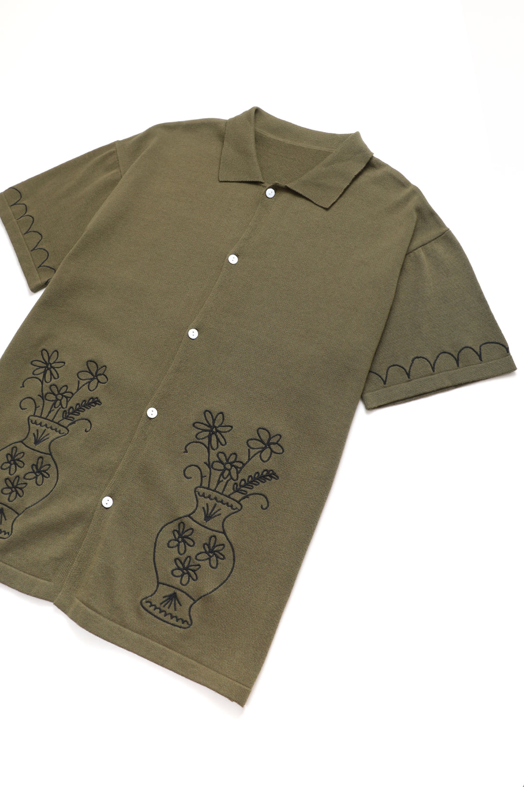 Knitted Vase Shirt - Olive