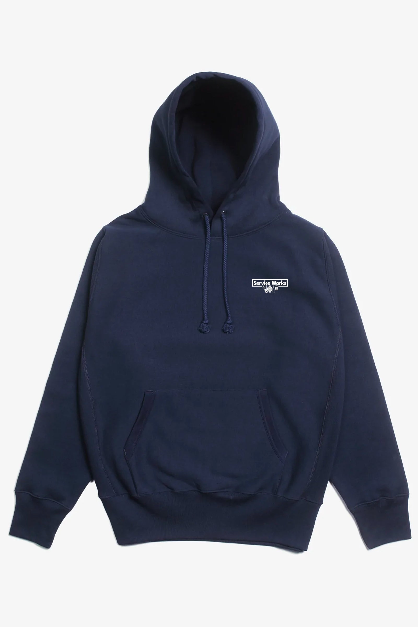 Heavyweight 12oz Logo Hoodie Navy Service Works London